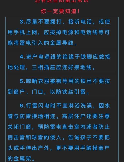雷电天气室内外安全守则