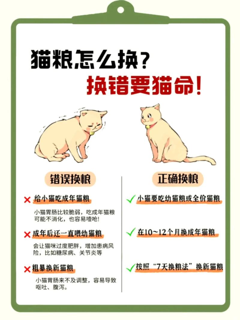 猫咪换粮技巧：新旧粮过渡比例，避免肠胃不适​